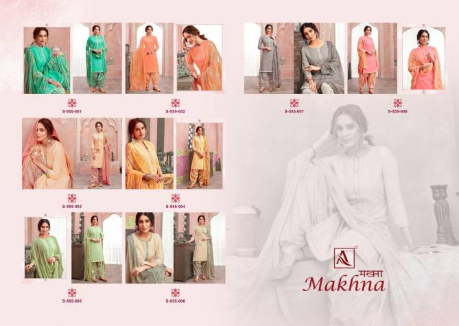 Alok Makhna Latest fancy Casual Wear Designer Pure Cotton Chikan Work with Stitched Tie Punjabi Style Dress Material Collection
